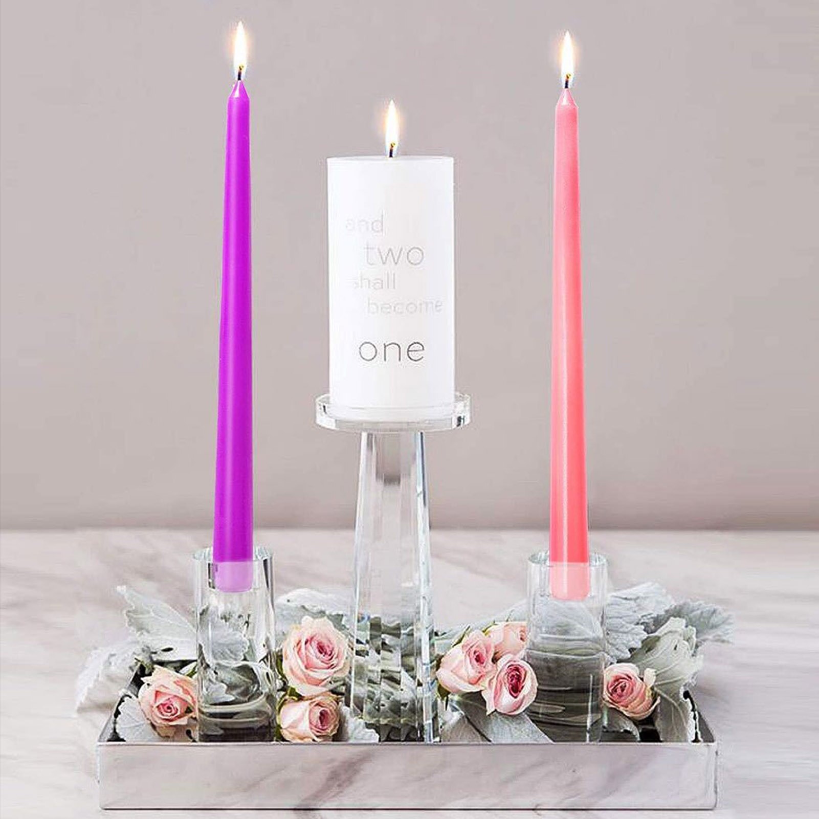 4PCS Christmas Advent Candles Night Light 3 Purple And 1 Pink Candles Decor For Birthdays Weddings Party Home