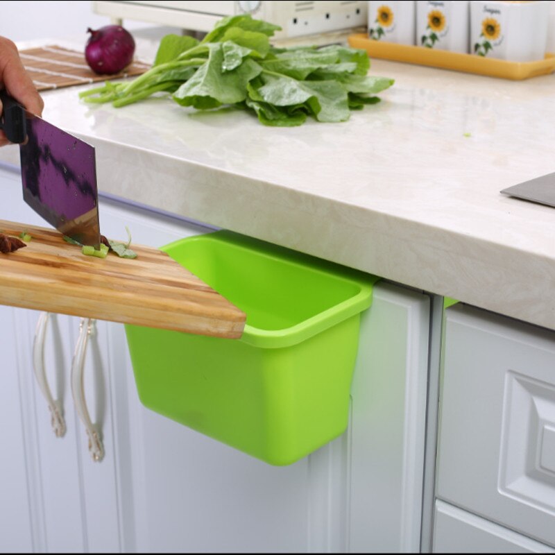 Kitchen Hanging Garbage Storgae Box Home Cabinet Doors Trash Can Organizer Square Rubbish Container Vegetables Food Garbage Bin