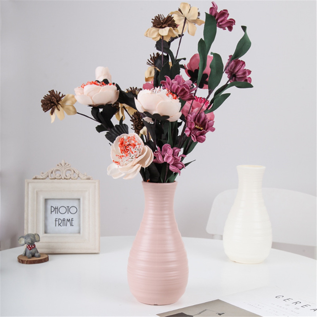 Mini Origami Plastic Imitation Ceramic Vase Flower Pot Dry Flower Basket Flower Vases For Home Nordic Decoration