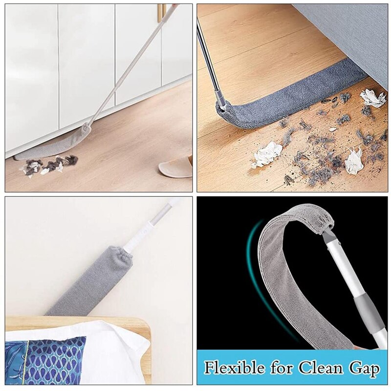 Telescopic Duster Extra Long Extendable with Washable Microfibre Brushes Heads Bendable Duster Broom for Removing Dust