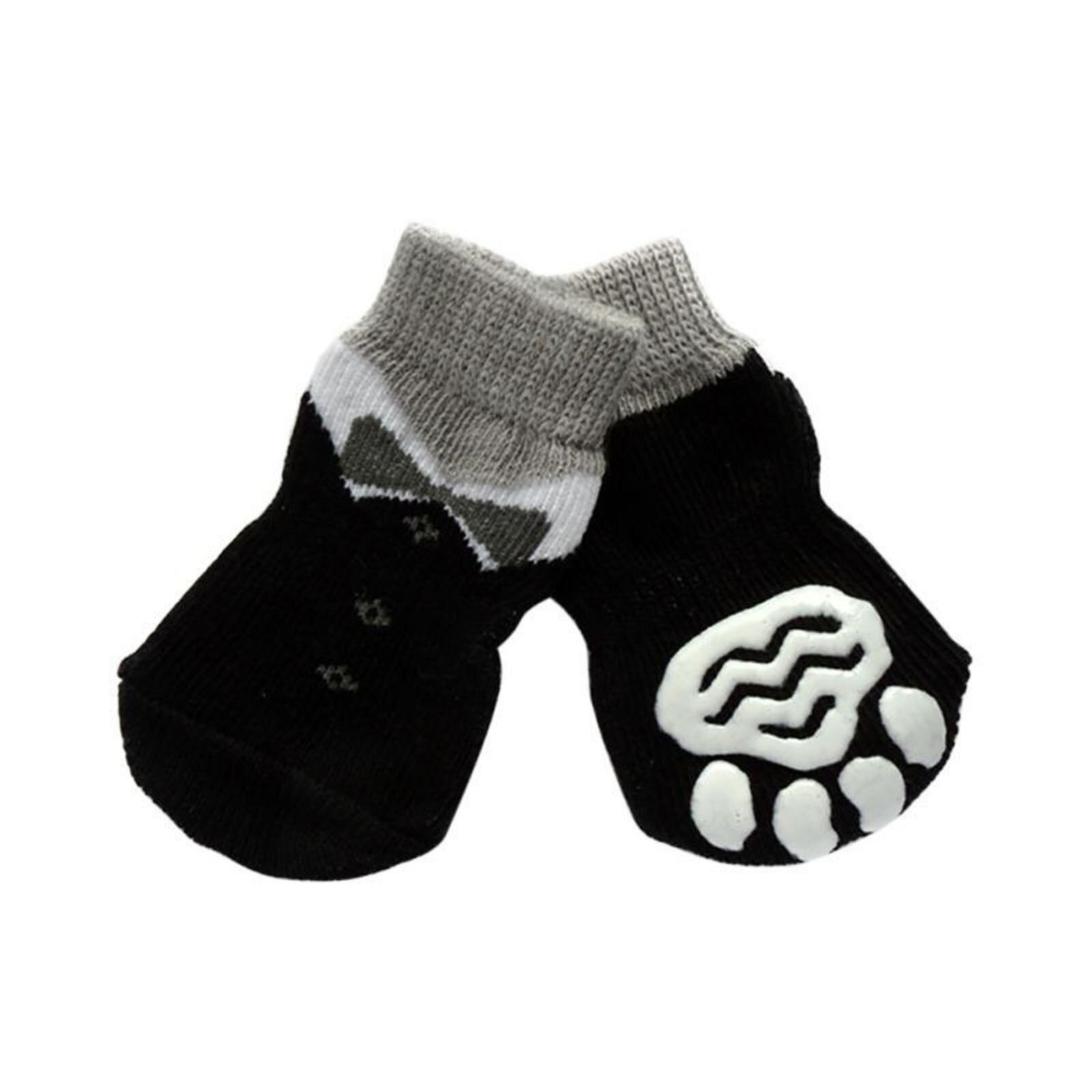4pcs/set Cute Puppy Dog Knit Socks Small Dogs Cotton Anti-slip Cat Shoes For Autumn Winter Indoor Wear Slip On Paw Protector