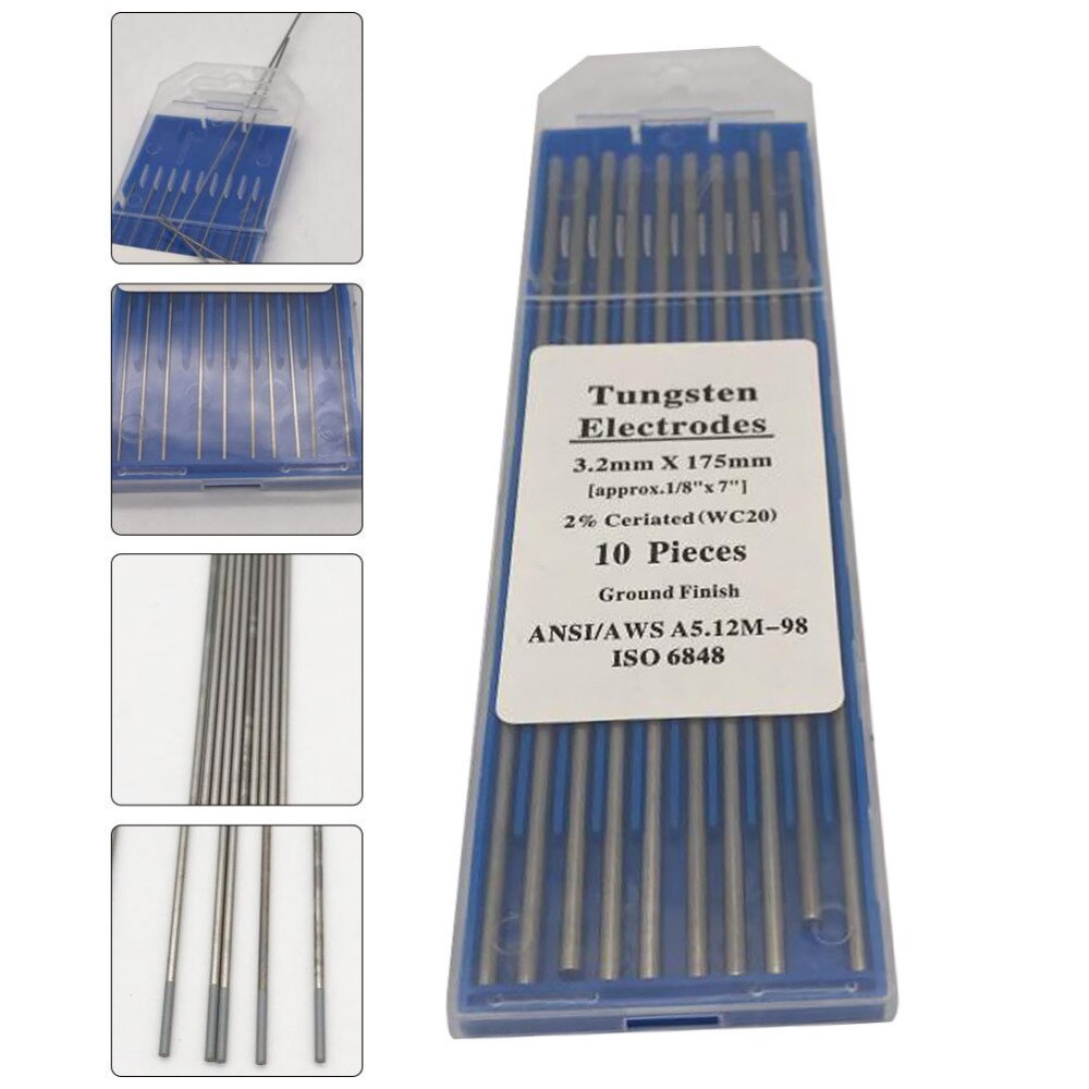 Electrodos de tungsteno duradero Ceriated WT20, electrodo de soldadura para soldadura TIG Arc MIG, 1 paquete: Silver 5