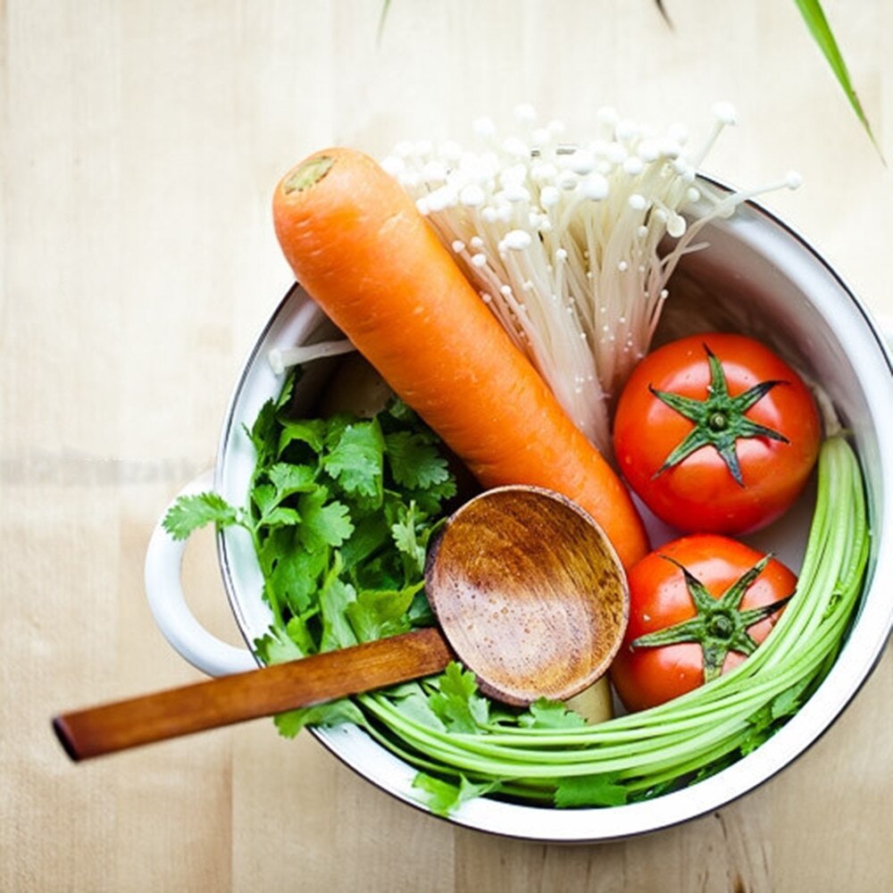 Mestolo di legno Servire Trafitto Da Tavolo Piatto Caldo Cucchiaio Ramen Zuppa Cucchiaio Scanalato notizia in anticipo H5