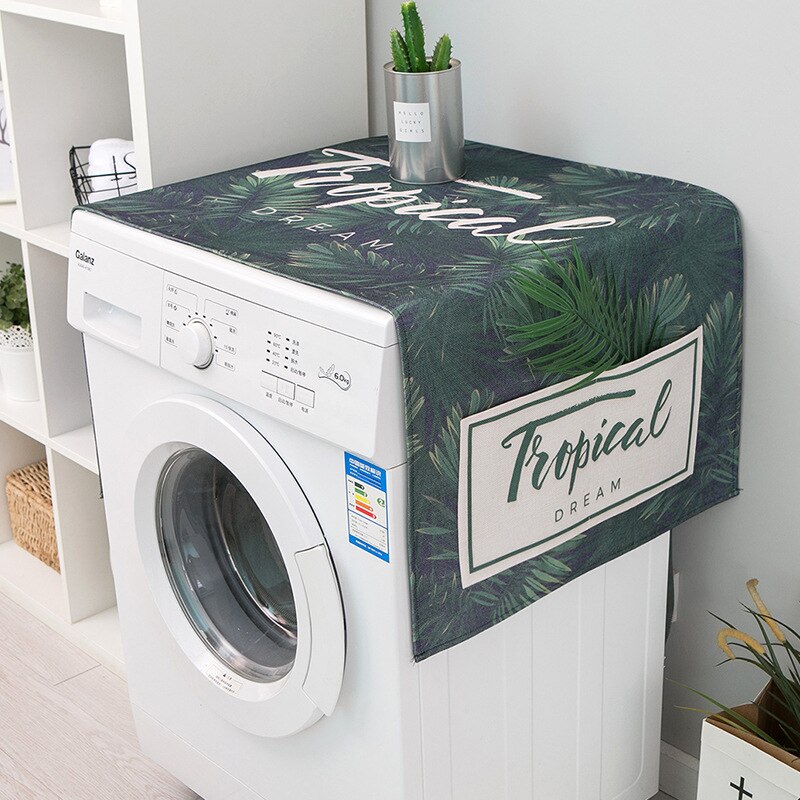 Nordisk grøn plante vaskemaskine dække køleskab mikroovn bomuld linned vandtæt dækning: 6