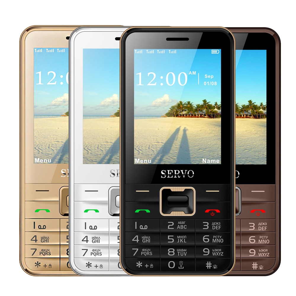 Original Servo V8100 2.8 inch Mobile Phone 4 SIM cards cell phones Bluetooth Flashlight MP3 GPRS Russian Language keyboard