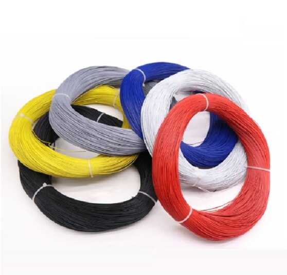 UL1332 Ptfe Vertind Koperdraad 26AWG Plastic Geïsoleerde Hoge Temperatuur Elektron Kabel Lamp Diy Lijn-5/10Meter: Grijs / 10m