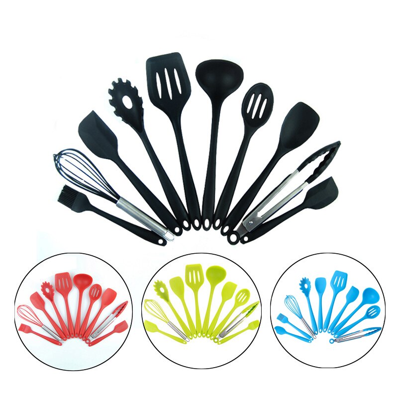 Kjøkkenutstyr varmebestandig silikon kjøkkenutstyr nonstick matlagingsverktøy sett kjøkkenverktøy miste Shipping 10 stk kjøkkenutstyr hea