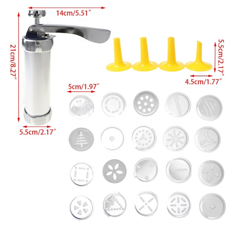 Cookie Pers, Cookie Pers Gun Kit, diy Biscuit Maker En Churro Maker Met 20 Decoratieve Stencil Discs En 4 Icing Tips