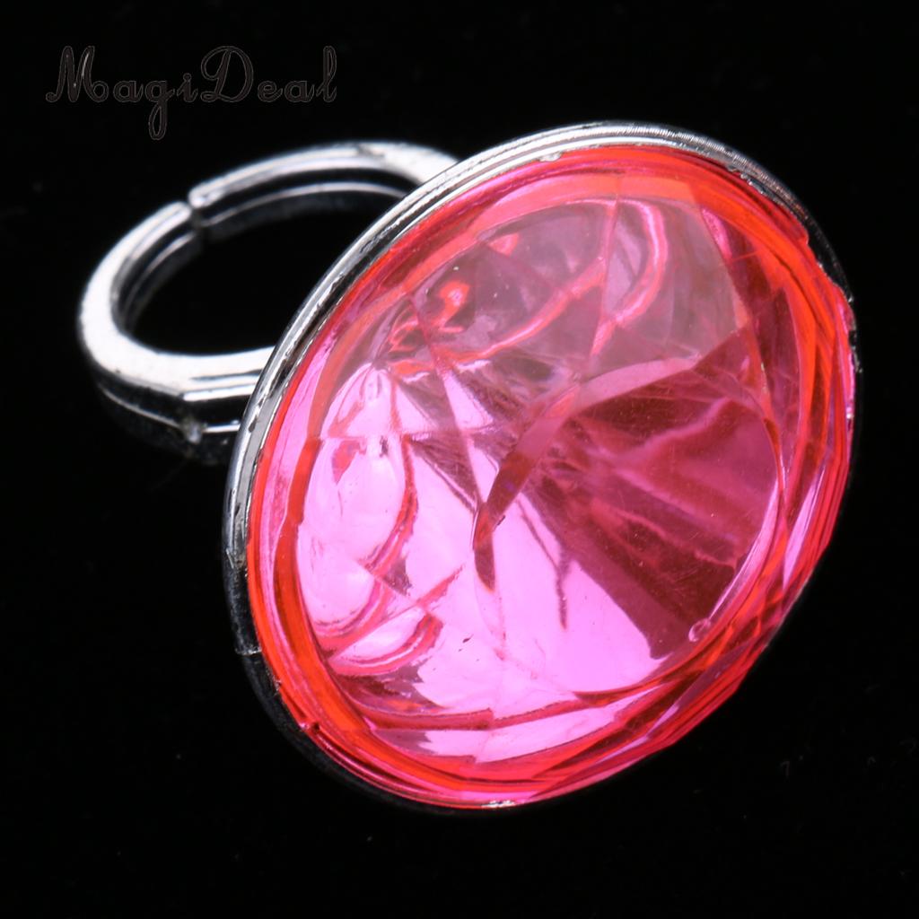 5 Pieces Kids Plastic Diamond Rings Jewelry Prizes for Classroom Teacher, Pinata Filler Toy Random Color