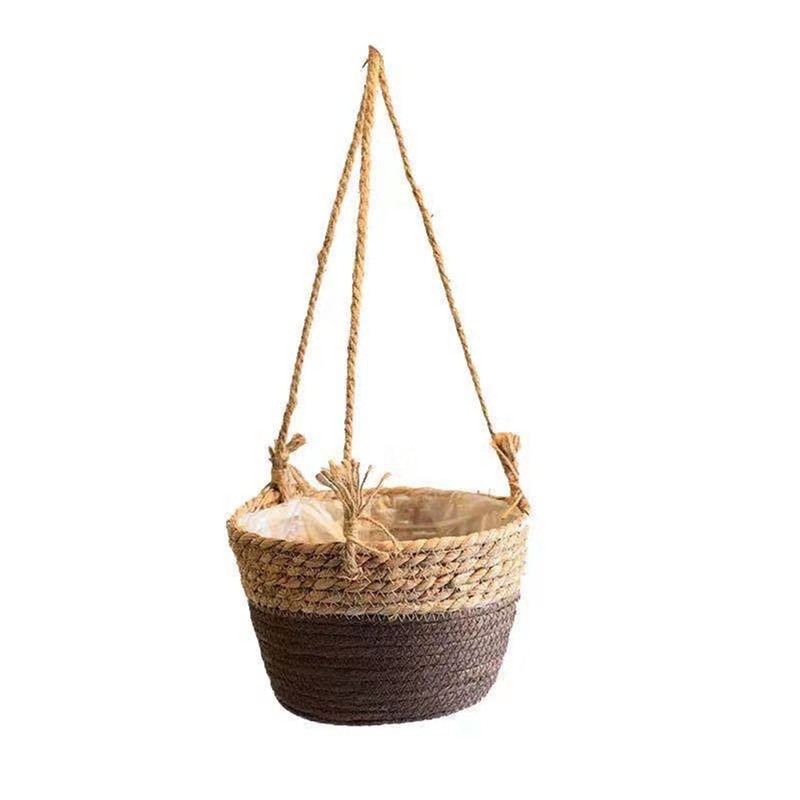 Macetero colgante de macramé para jardín, cesta de almacenamiento de plantas, cuerda de yute tejida para interior y exterior, soporte para maceta de flores, colgadores de plantas, decoración del hogar: Verde claro