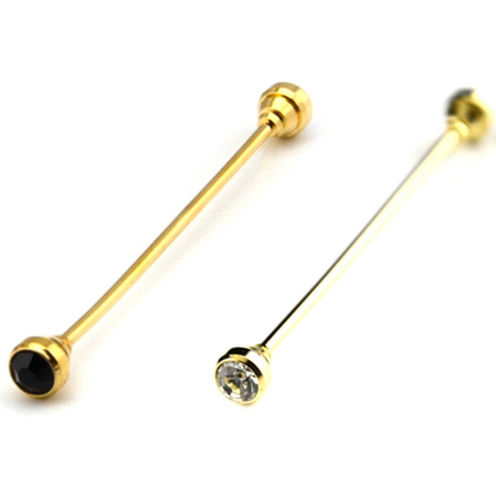 2 Packs Men Shirt Collar Pin Gold Color Necktie Tie Clip Bar Business Brooch BWTZF0005A