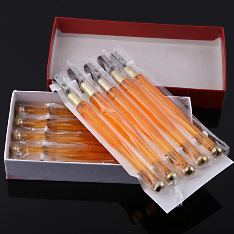 6mm-12mm Clear Plastic Handle Glass Cutter Pencil Style Oil Feed Carbide Tip Glass Cutter Cutting Tools for Tiles Mirror
