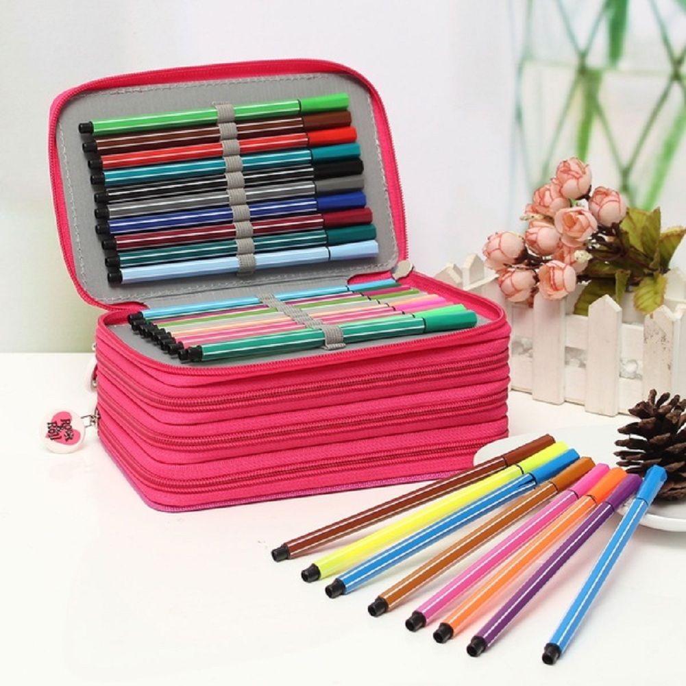 72 Slots Große Farbige Bleistift Fall Bleistift Halter Organizer Aquarell Oxford Stoff Bleistifte Tasche Box Schule Schreibwaren