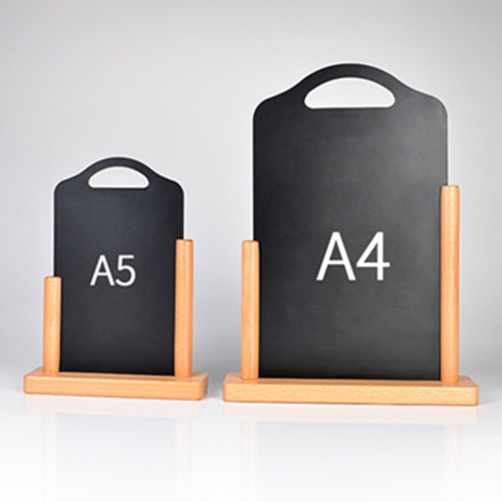 A4 Diy Wooden Rewritable Double-sided Blackboard Chalkboard Table Card Sign Stand Tabletop Price Tag Hand-paint Menu Display