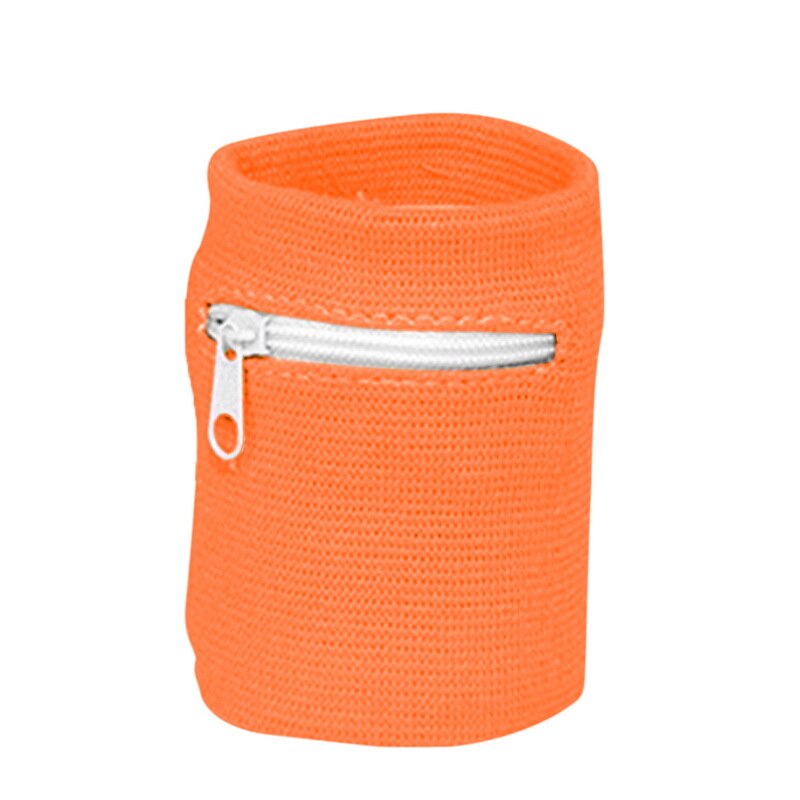 Reise SchweißBand Lauf Handgelenk Brieftasche Schlüssel Sport Armbinde mit Reißverschluss Tasche: Orange