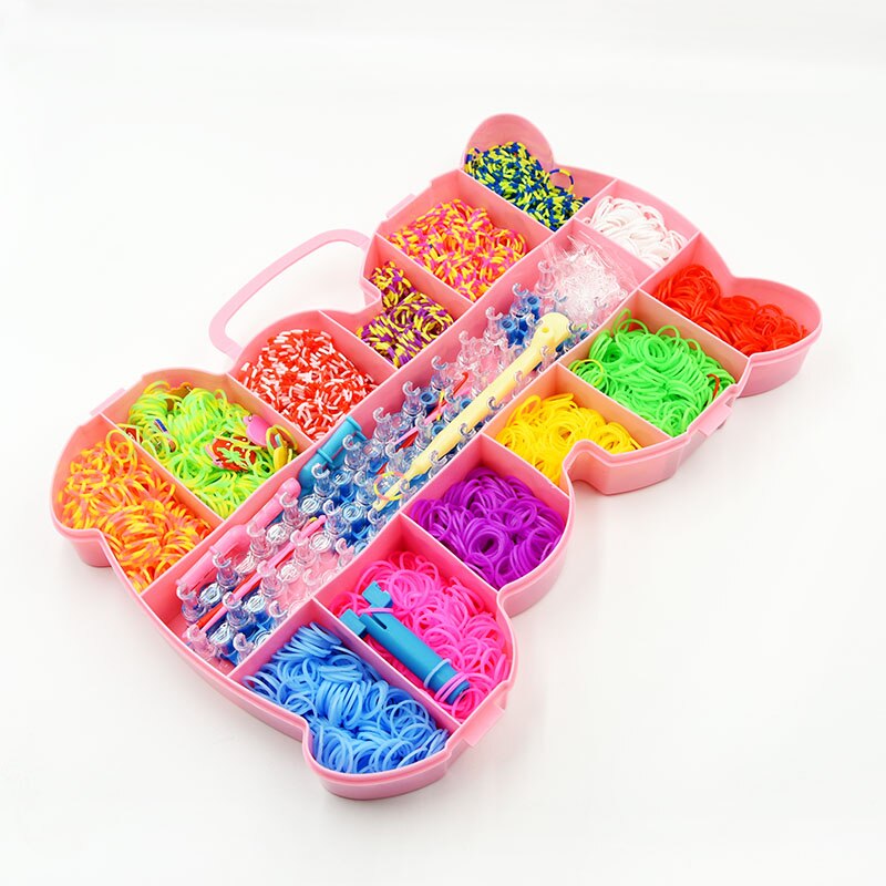 4500pc Rubber Loom Bands Set Box DIY Toys Bracelet Silicone Elastic Bands Weave Loom Bands Toy Tool AccessoriesABC Stickers