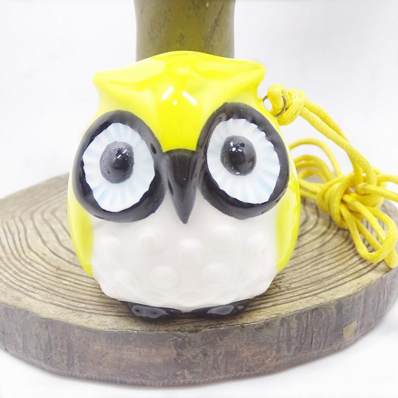 Ocarina de búho con 4 agujeros para niños, instrumento Musical hecho a mano, con forma de pájaros de dibujos animados, para principiantes: Yellow Large