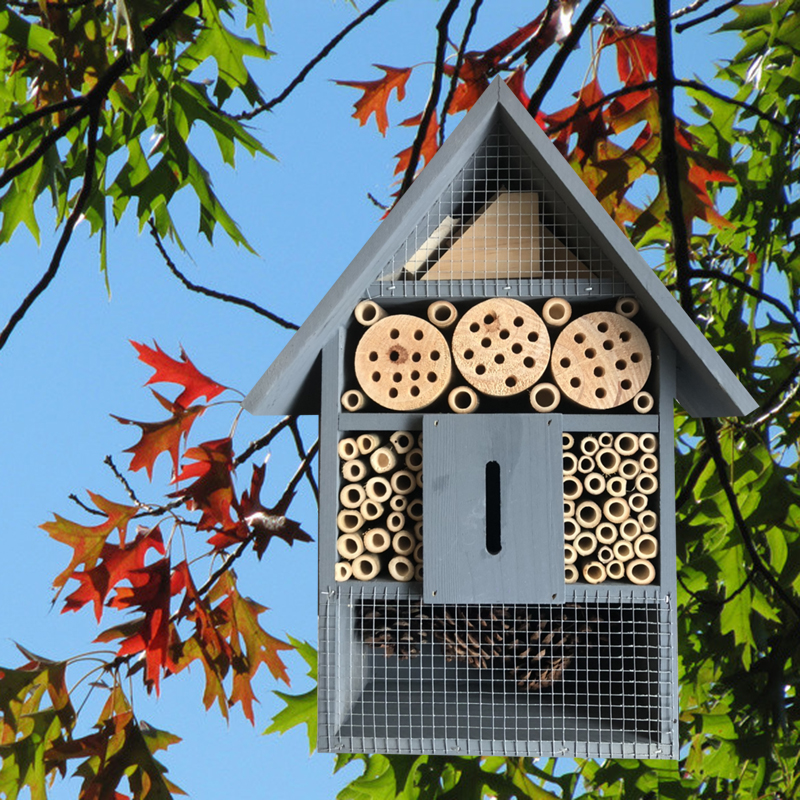 Natural Wooden Insect House Bug Hotel Garden House Shelter Garden Breeding Box for All Creatures UD88