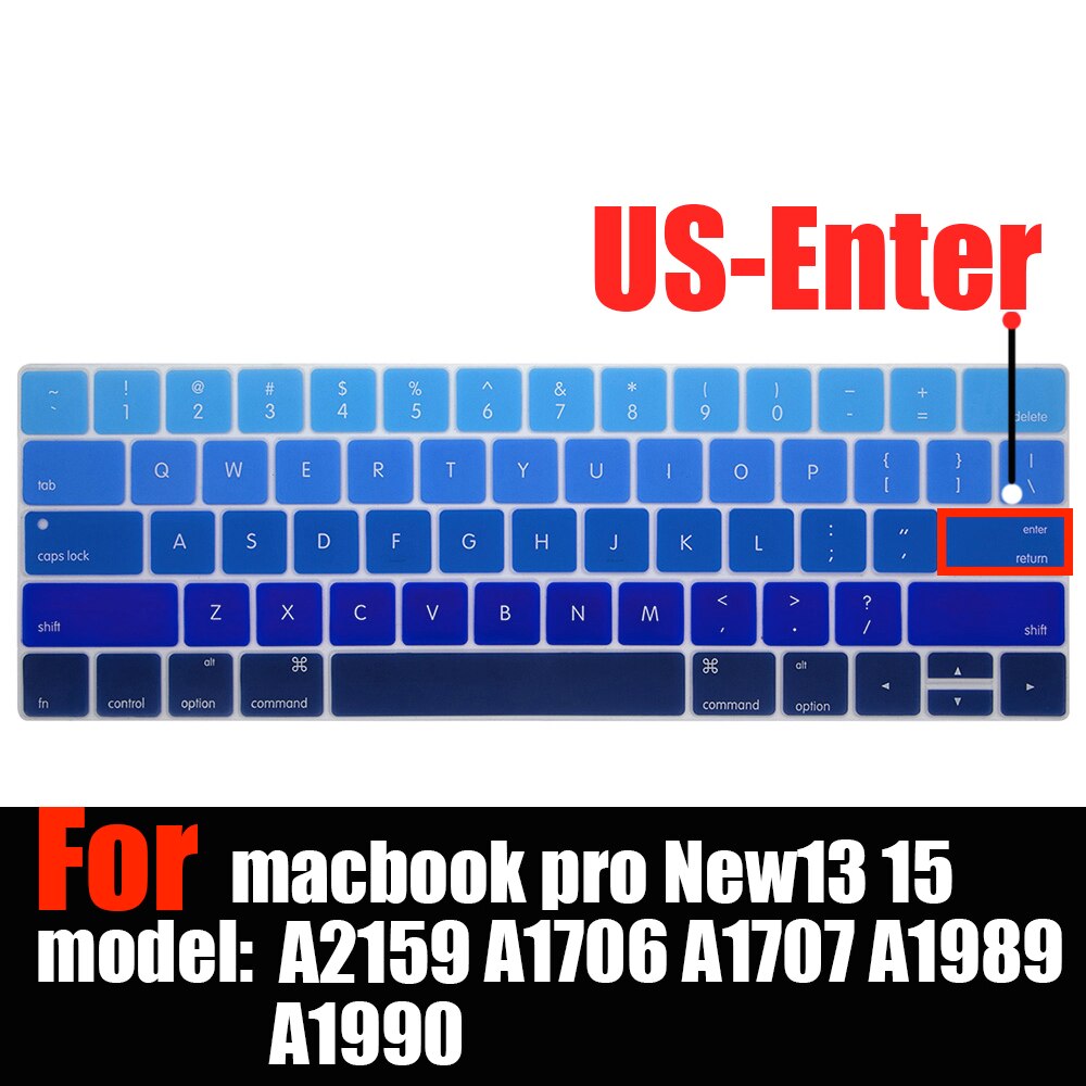 Toetsenbord Cover Voor Mac Book Pro13 15 Met Touch Bar A2159 A1706 A1707 A1989 A1990 Laptop Keyboard Covers Gradiënt Toetsenbord film: Gradient blue