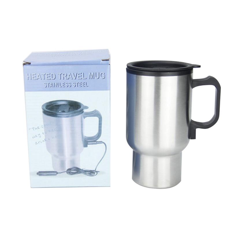 450ml 12V Auto Verwarming Cup Roestvrij Staal Auto Boiler Ketel Reis Koffie Thee Verwarmde Mok Motor Sigaret aansteker Plug