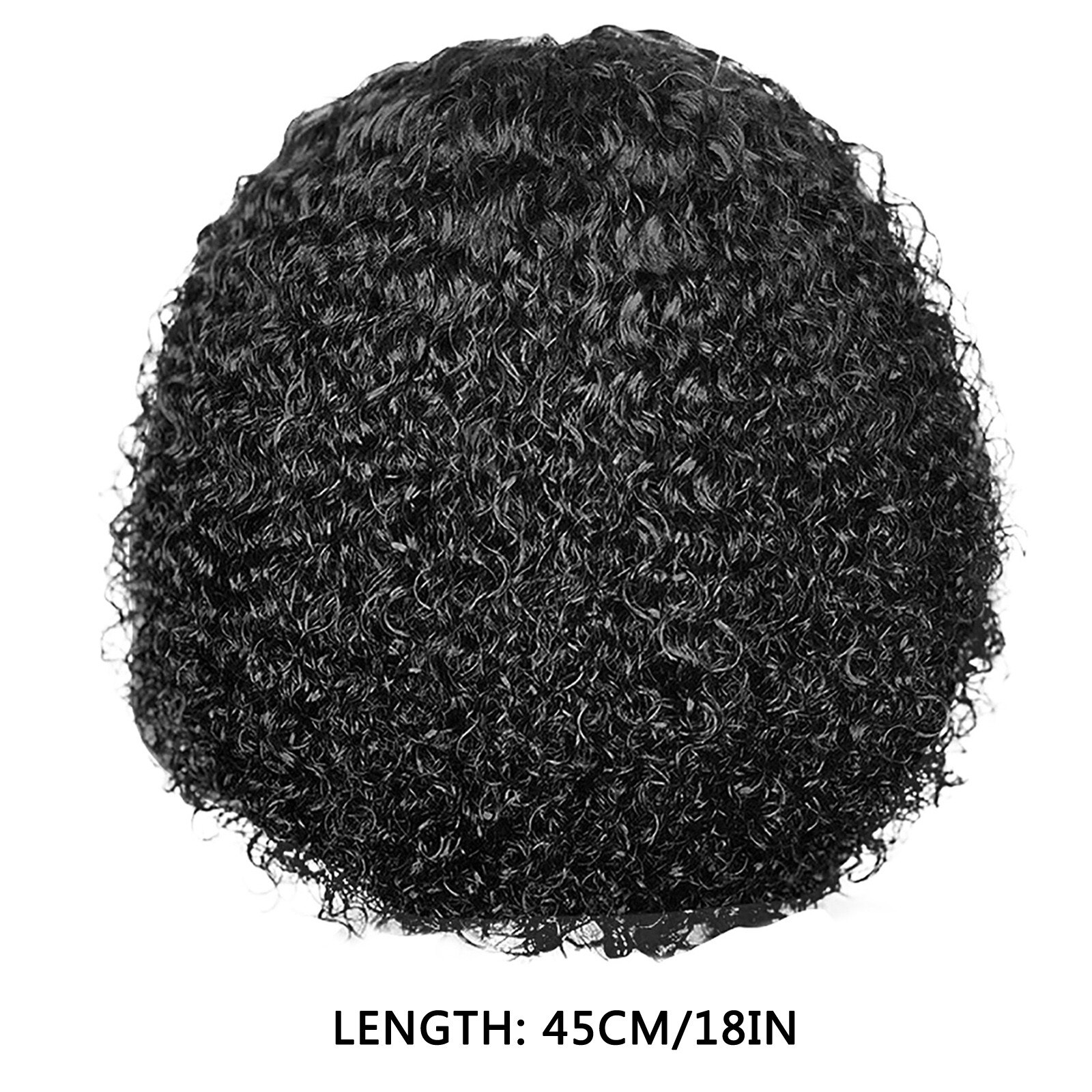 Peluca de pelo rizado negro para mujer, largo sintético Afro, División Midd, fibra resistente al calor, Media peluca atada a mano # g30: 18in 