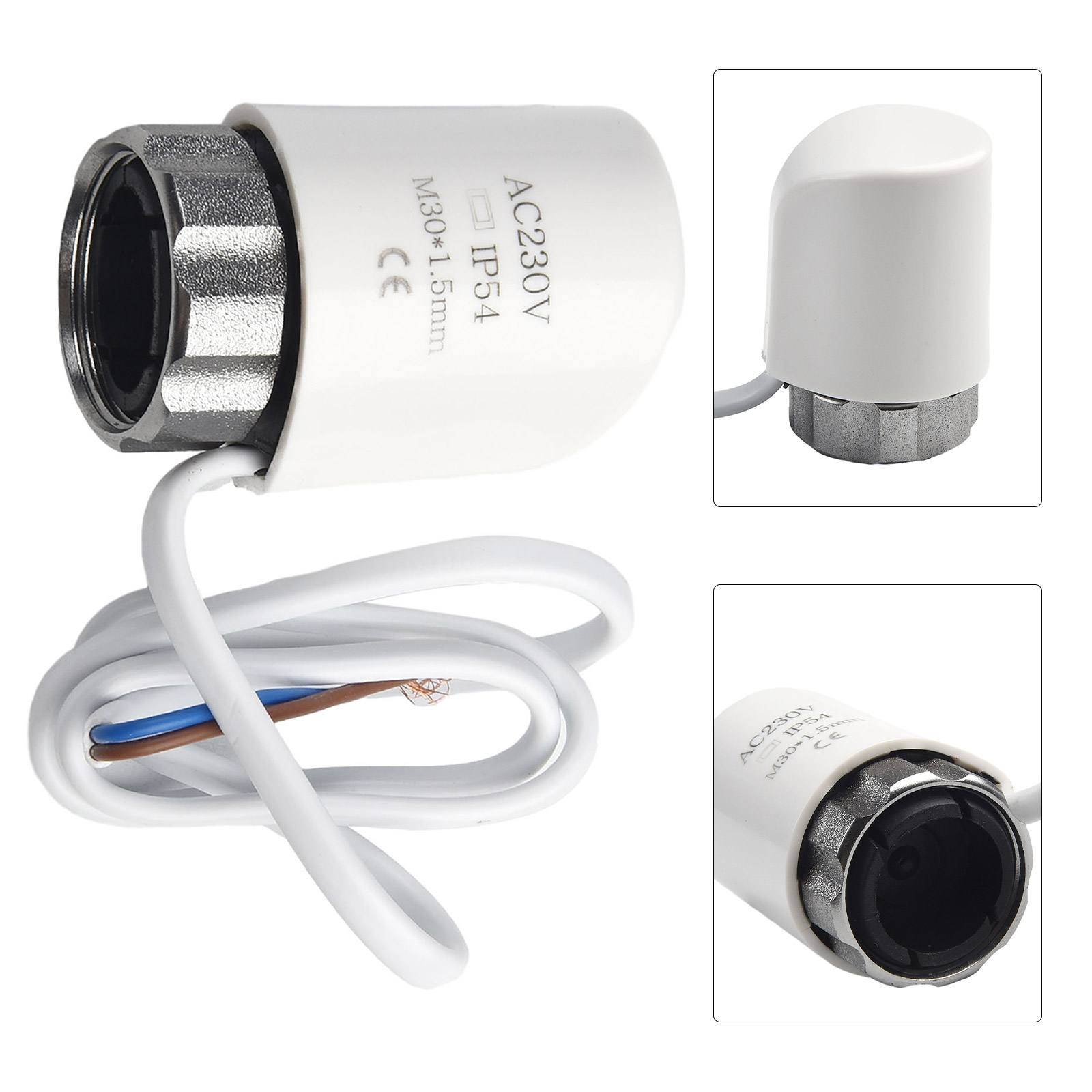 Actionneur thermique électrique pour chauffage au sol, collecteur, vanne normalement ouverte, M30 x 230mm, 1.5 V