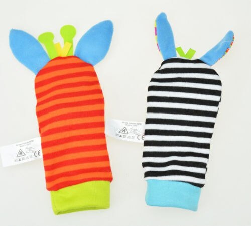 Baby Baby Cartoon Dier Zachte Rammelaars Polsband Handbells Hand Foot Finders Sokken Developmental Toy