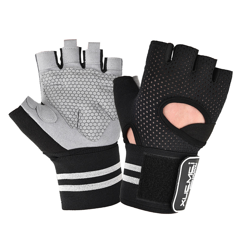 Gants de gymnastique à demi-doigt avec enroulement de poignet, équipement de musculation et de protection des mains pour hommes et femmes