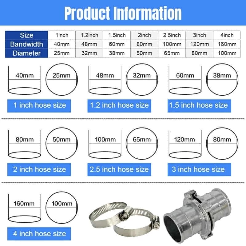 Quick Coupling For Water Pipes Aluminum Pipe Fitting Hose Quick Connector With Clamp Fire Hose Agricultural Irrigation Accessory