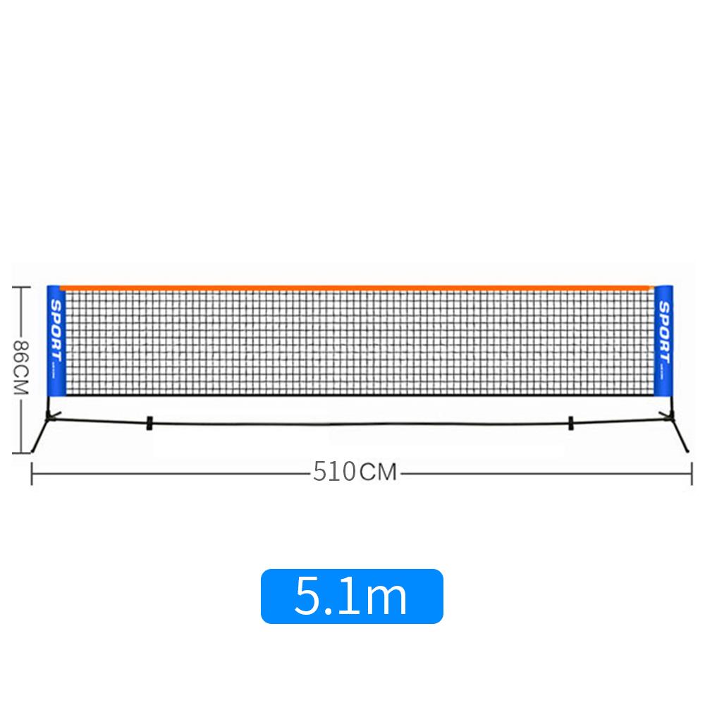 3.1/4.1/5.1/6.1m tennisnet sportstræning badminton volleyballnet bærbart udendørs tennis mesh net træning: 5.1m