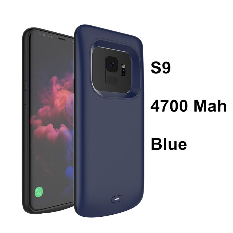 Para samsung galaxy note 9 caso de bateria carga rápida carregador externo capa power bank para samsung galaxy s9 caso de bateria s9 mais: S9 Blue