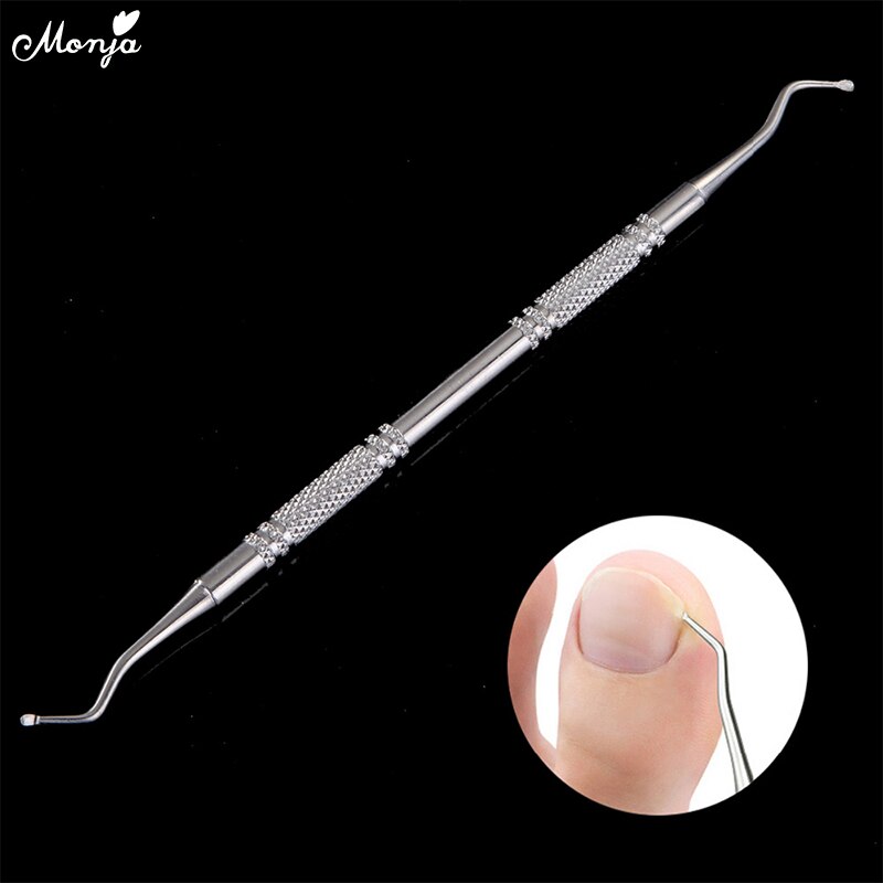 Monja Dual End Stainless Steel Dead Skin Remove Cuticle Pusher Nail Ingrown Corrector Care Clean Hook Manicure Pedicure Tool
