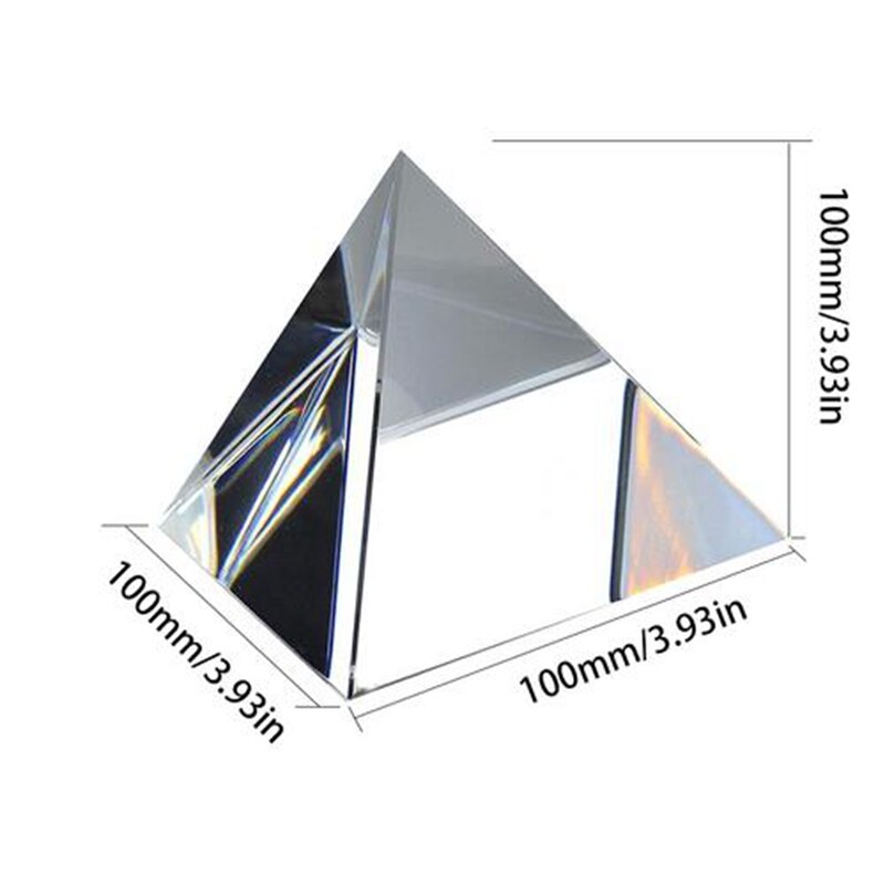 100mm Crystal Pyramid Processing quad prism pyramid five roof prism optical glass lens Iridescent Suncatchers Prism Rainbow