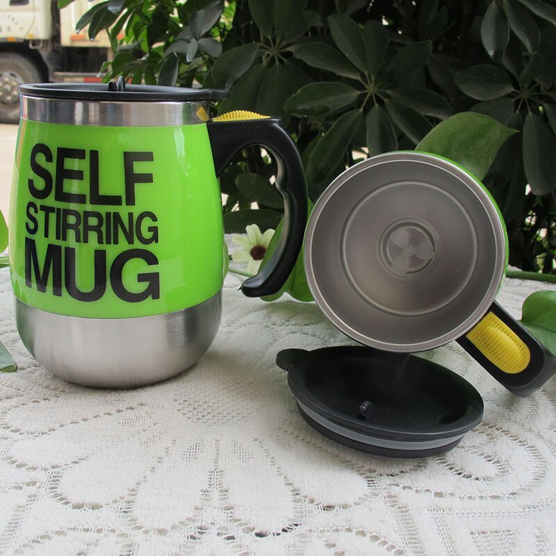 Self Stirring Coffee Mug Cup Electric Stainless Steel Automatic Self Mixing & Spinning Home Travel Mixer Milk Whisk Machine Cups: Green