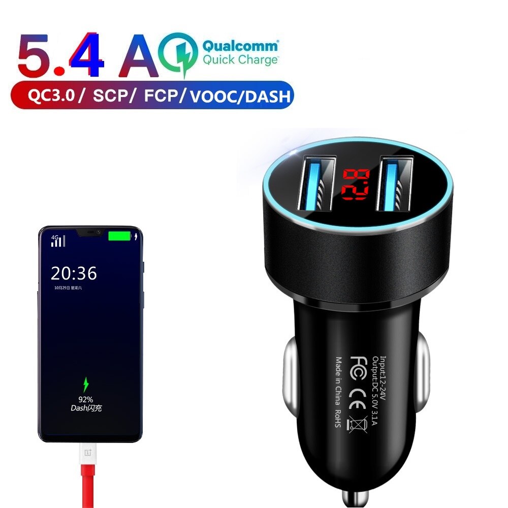 5A Auto doppio Caricatore USB Carica Rapida QC3.0 VOOC DASH Mobile Del Telefono 2 Porta di Ricarica per iPhone Samsung MTK Tablet auto-Charger