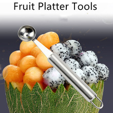 Kitchen Stainless Steel Fruit Platter Tools Carving Knife Watermelon Digging Ball Spoon Cut Fruit Tools Kitchen Stuff