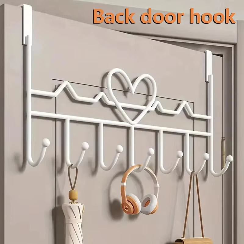 Porta em forma de coração atrás do gancho de armazenamento de parede pendurado cabide gancho punch-livre cabide quarto organizador acessórios de armazenamento
