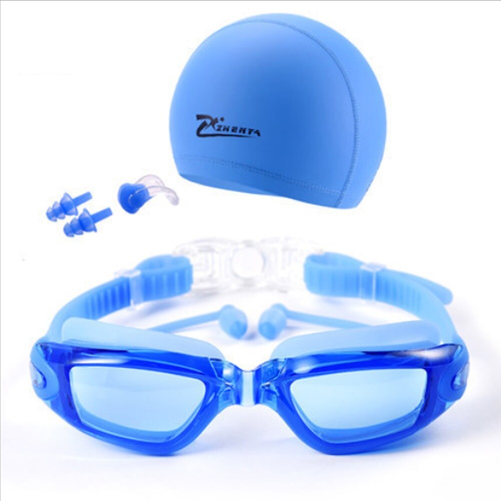 Myopia Swimming Goggles HD shortsighted prescription glasses Acetate Spectacles plating lens adult swim goggles pools swiming: transparent blue