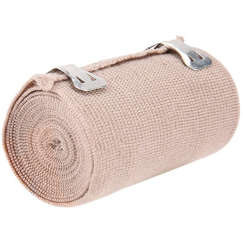 Rollo de envoltura de vendaje elástico de 4 piezas, envoltura de compresión de 4,5 M X 10Cm con Clips de Metal adicionales para soporte de tobillo