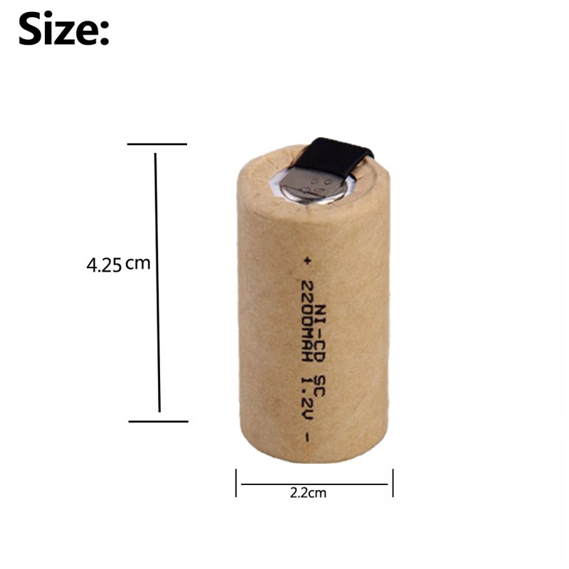 Batería de níquel-cadmio SC, destornillador eléctrico para herramientas eléctricas, 1,2 V, 2200mAh