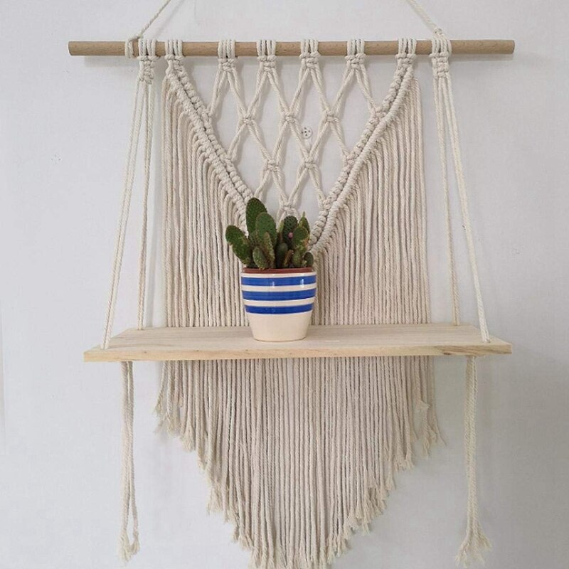 Macrame Wall Hanging Shelf, Boho Style Handmade Macrame Wall Planters Hanging, Plant Stand, Plant Rack, Macrame Plant Stand, Tap