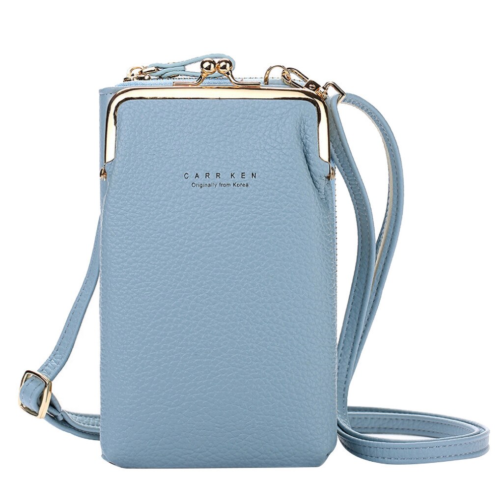 PU Large Capacity Cellphone Bag Female Daily Use Shoulder Bags Women Leather Card Crossbody Messenger Bag Ladies Purse: Blue