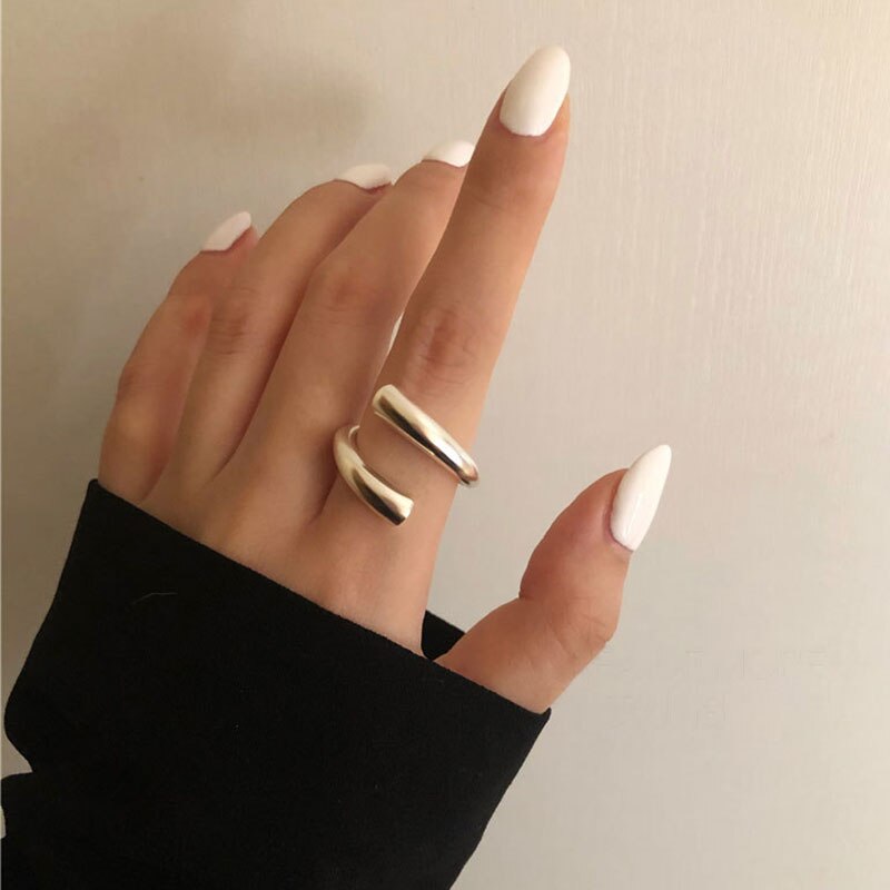 Persoonlijkheid Punk Cool Link Chain Verstelbare Vier Opening Ringen Voor Vrouwen Mannen Cross Hanger Draaien Vinger Ring Hip Hop Sieraden: RI21Y0031-2