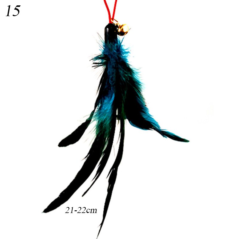 L40 cute cat toys 1pc cat feather toys, kitten interactive teaser bell feather stretch fishing rod play wand pets replacement head: 15