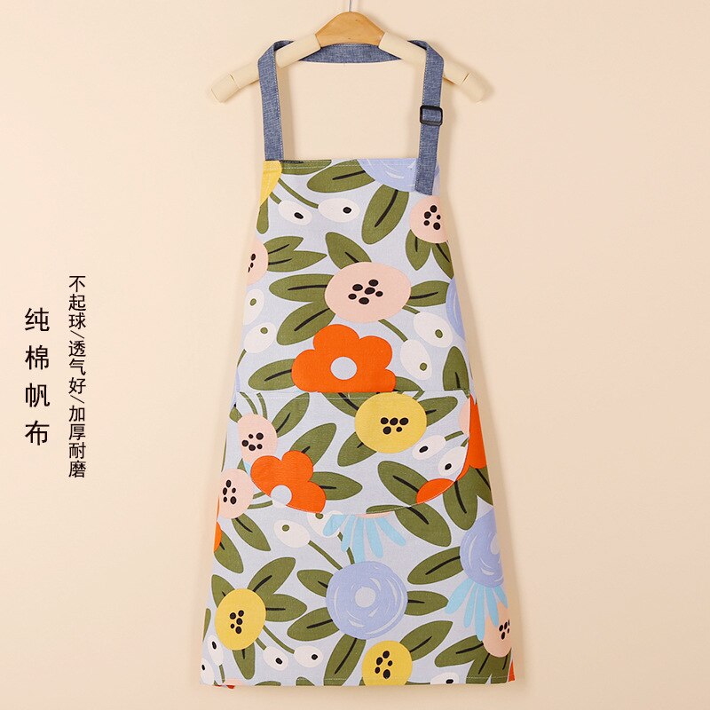 Printed Women Kitchen Aprons Pure Cotton Thickened Adult Home Cooking Baking Coffee Shop Cleaning Aprons: E