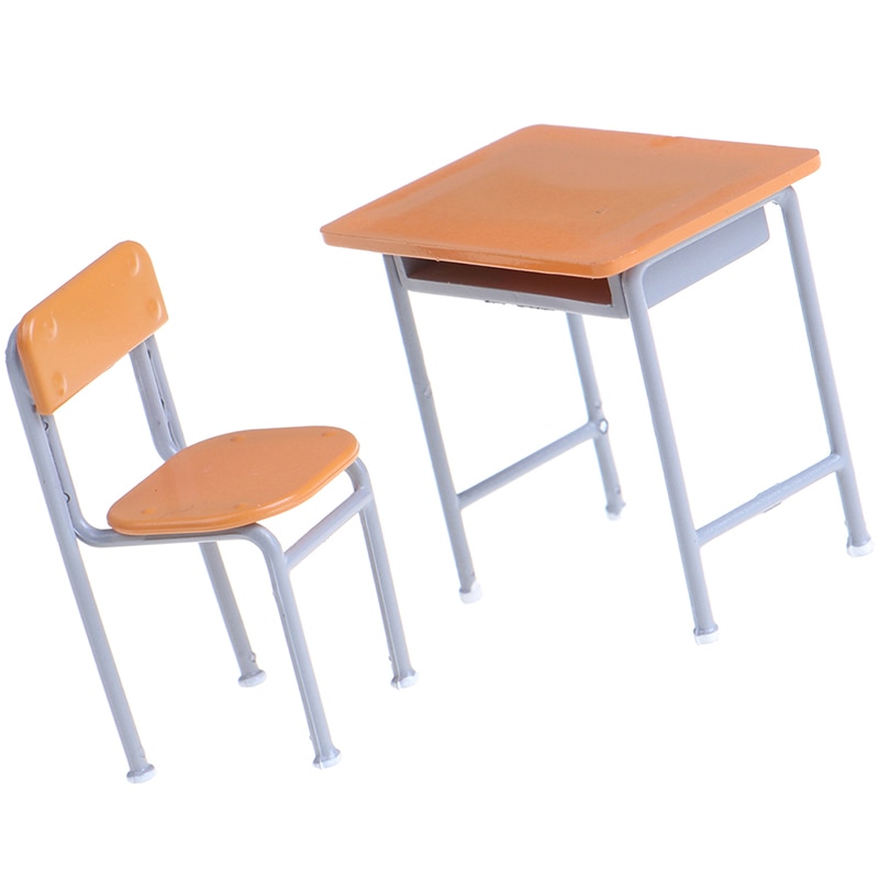 1 Set Poppenhuis minature Klaslokaal Tafel en Stoel Set voor kinderen Speelgoed Bureau voor Pop Studenten