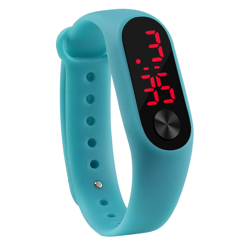 Ich bin Freien Einfache Sport rot LED Digital Armbinde Uhr Männer Frauen Bunte Silikon Uhren freundlicher freundlicher Armbanduhr: Himmel Blau