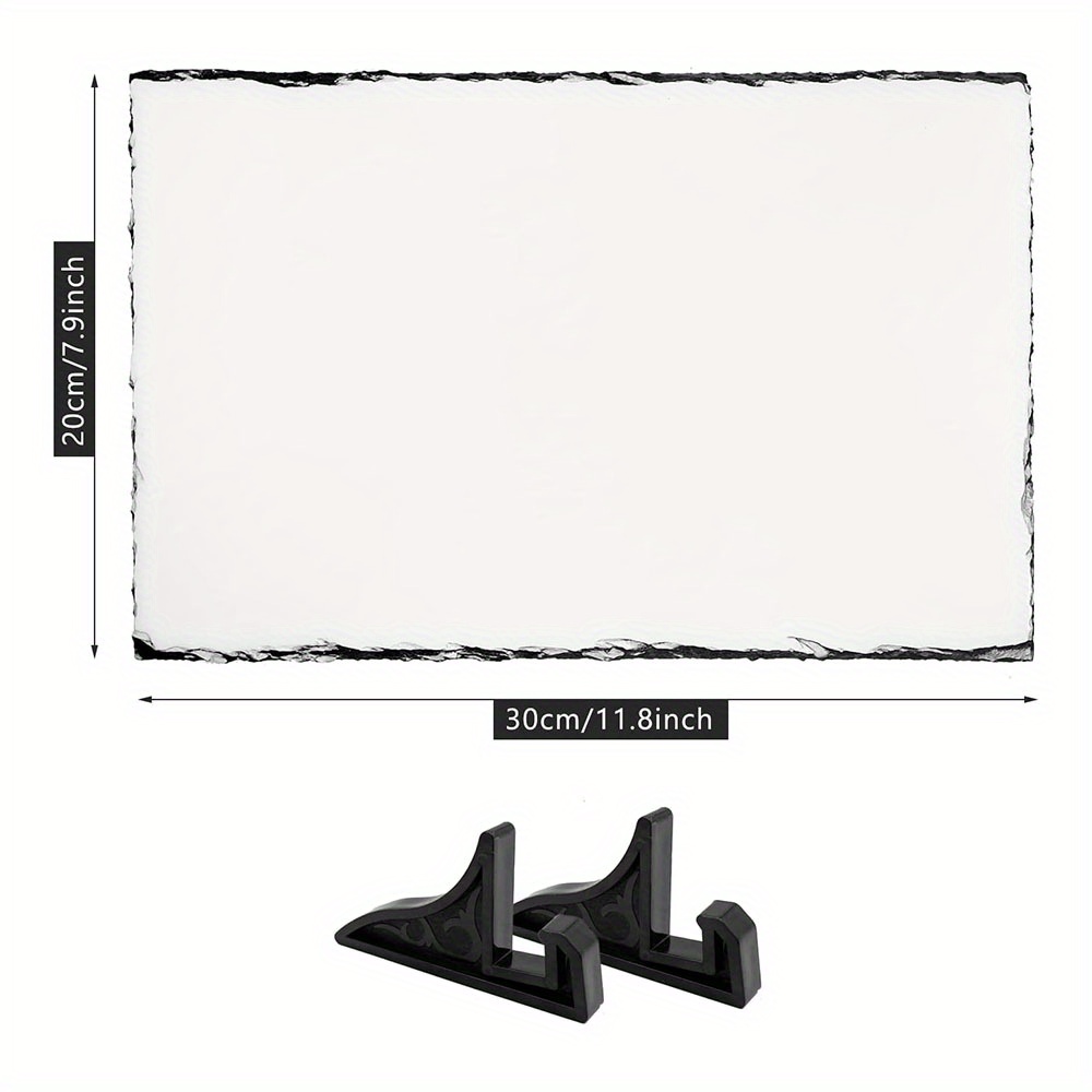 1 Stück Sublimation Blank Slate Rock Bilderrahmen mit Ständer, DIY Memorial Frame für Wärmeübertragung, 4 Formen: WEISS