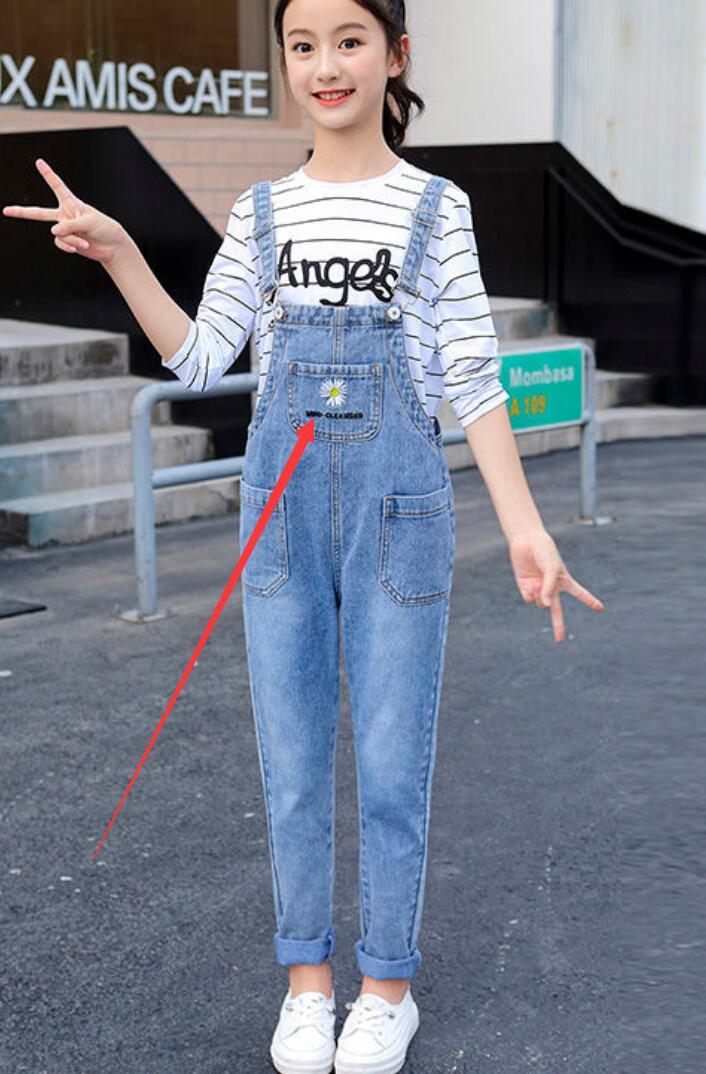 Mono vaquero y peleles para niña adolescente, pantalones vaqueros con peto, ropa para niño de 5, 6, 7, 8, 9 y 10 años: only jumpsuit 1 / 12 años