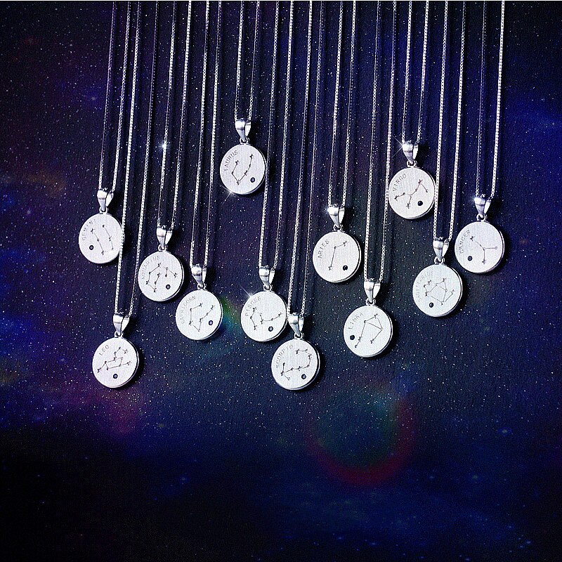 Inzatt 925 sterling sølv minimalistisk rund konstellation vedhæng halskæde til kvinder fine smykker choker box kæde fødselsdag